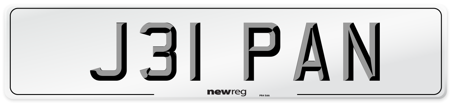 J31 PAN Number Plate from New Reg